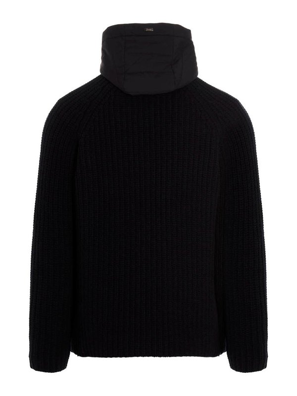 HERNO: padded jackets online - Nylon knit hooded jacket