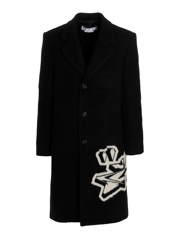 OFF-WHITE: knee length coats - Graffiti coat