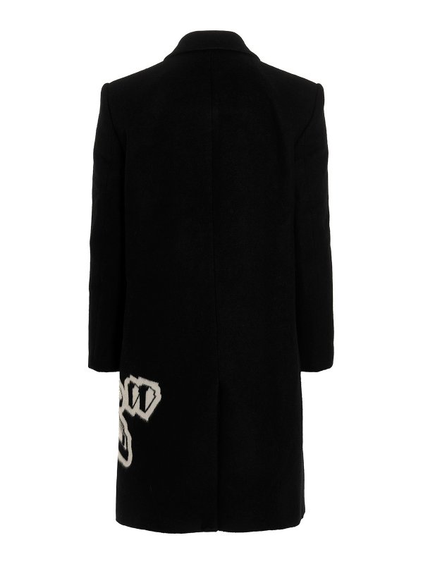 OFF-WHITE: knee length coats online - Graffiti coat