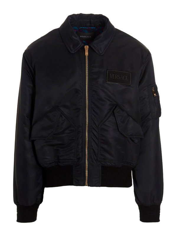 VERSACE: giacche imbottite - Bomber con patch logo