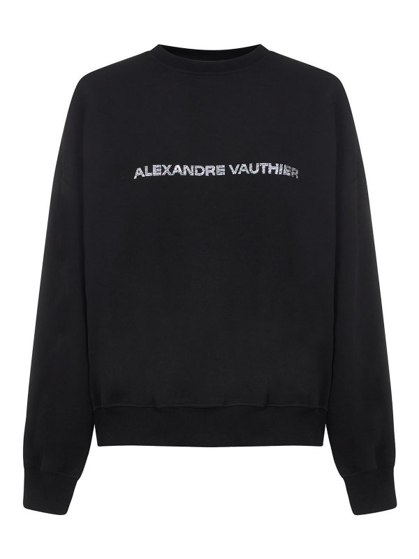ALEXANDRE VAUTHIER: Sweatshirts & Sweaters - Crewneck sweatshirt with rhinestone logo