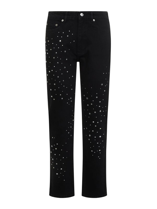 CHIARA FERRAGNI: straight leg jeans - Jeans with crystals and stars