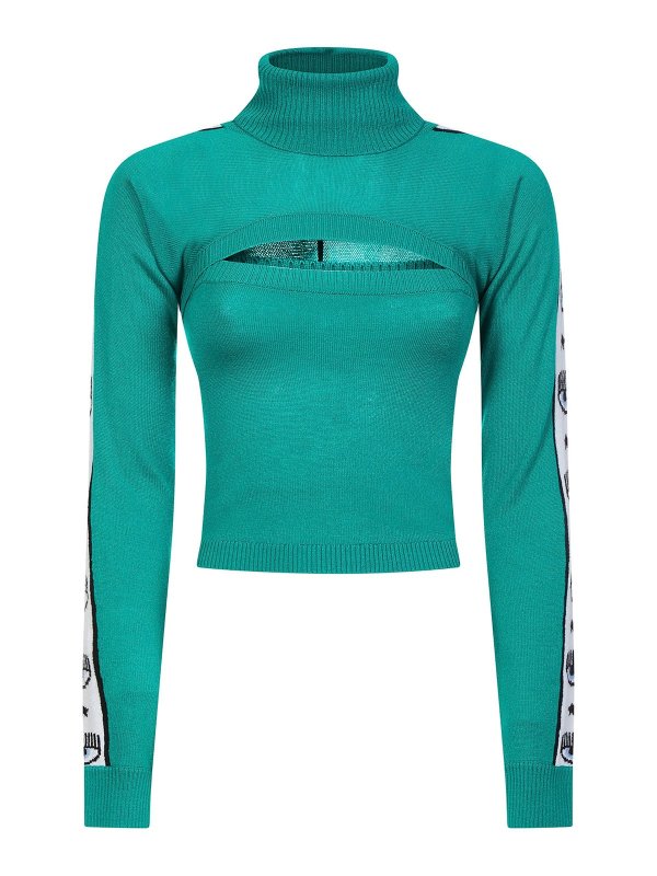 CHIARA FERRAGNI: Turtlenecks & Polo necks - Cut-out turtleneck with logo bands