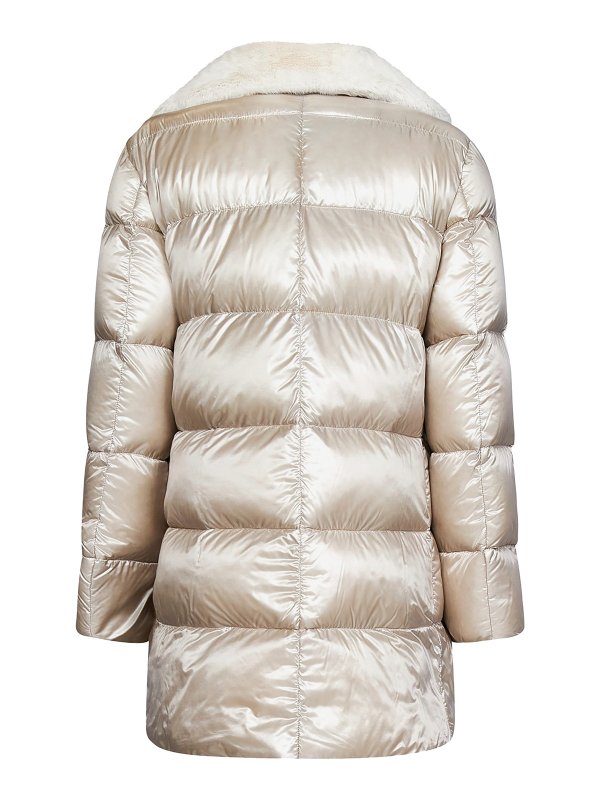 HERNO: padded jackets online - Puffer jacket with faux fur collar