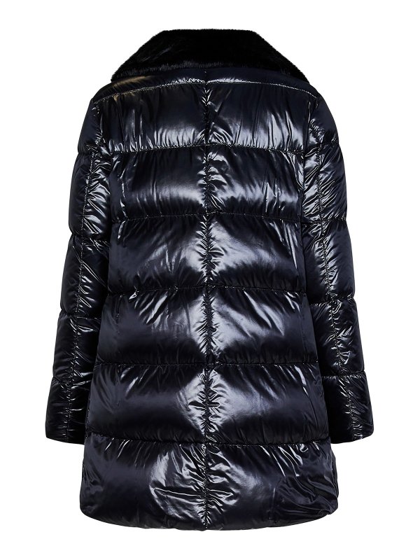 HERNO: padded jackets online - Puffer jacket with faux fur collar