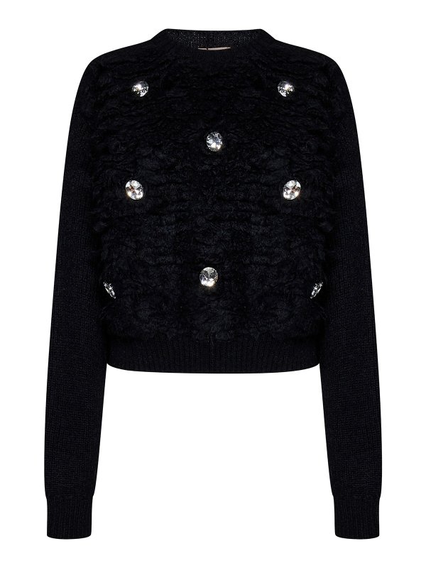 N°21: crew necks - Mohair blend sweater with maxi stones