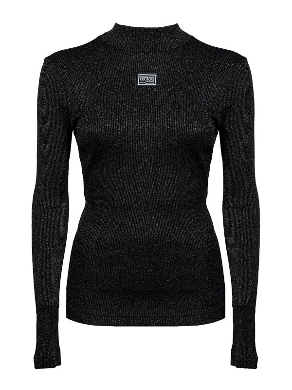 Versace Jeans Couture: Cuellos altos y polos - Suéter Con Cuello Alto - Negro