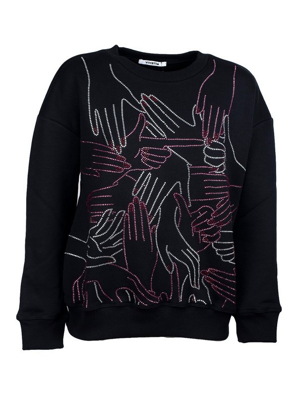 Vivetta: Sweatshirts & Sweaters - Mani crystal sweatshirt