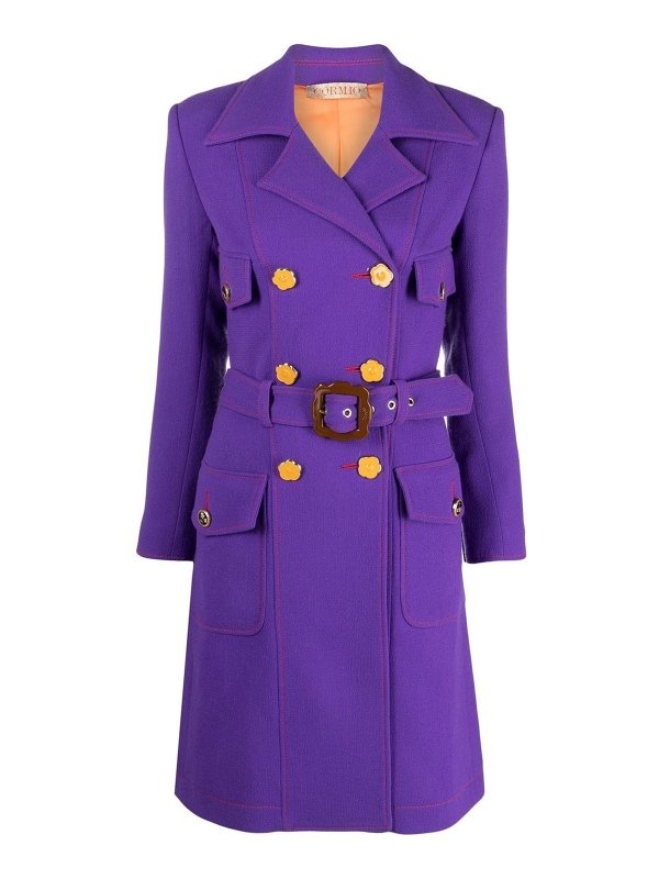 CORMIO: trench coats - Belted double-breasted coat
