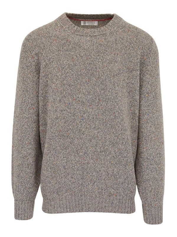 BRUNELLO CUCINELLI: Strickpullover mit Rundhalsausschnitt - Rundhalspullover - Grau