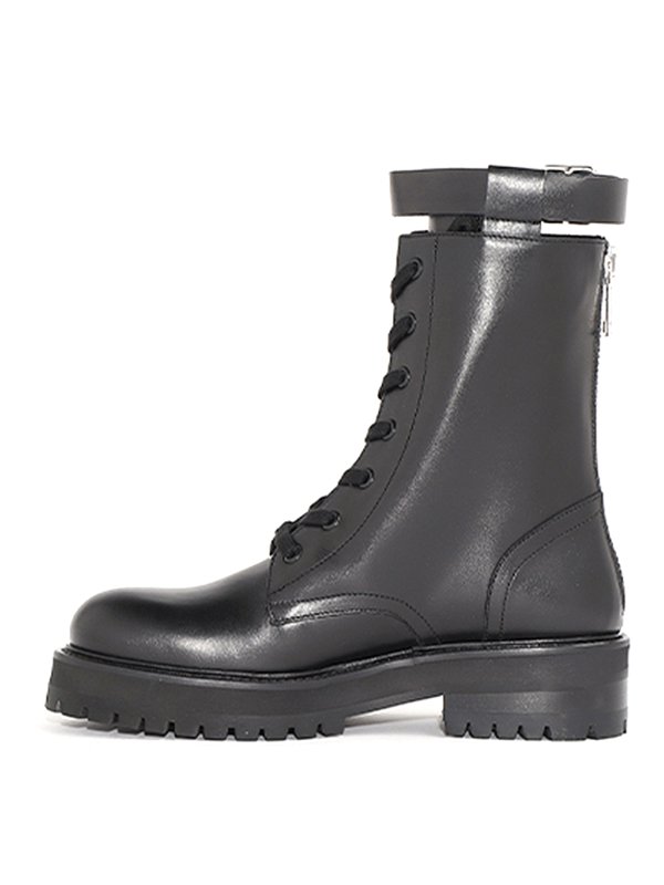 Leather booties with buckled strap shop online: DONDUP