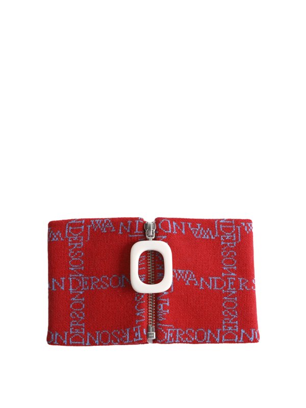 J.W. ANDERSON: scarves - Monogram pattern merino wool collar