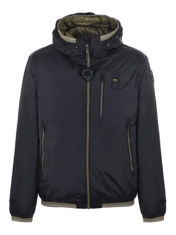 BLAUER: padded jackets - Reversible nylon puffer jacket