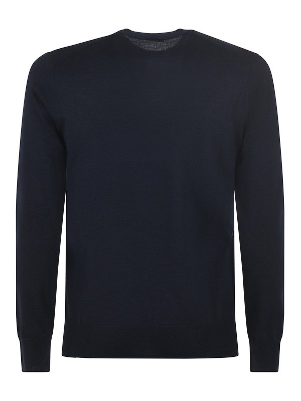 Paolo Pecora: Strickpullover mit Rundhalsausschnitt online - Rundhalspullover - Blau