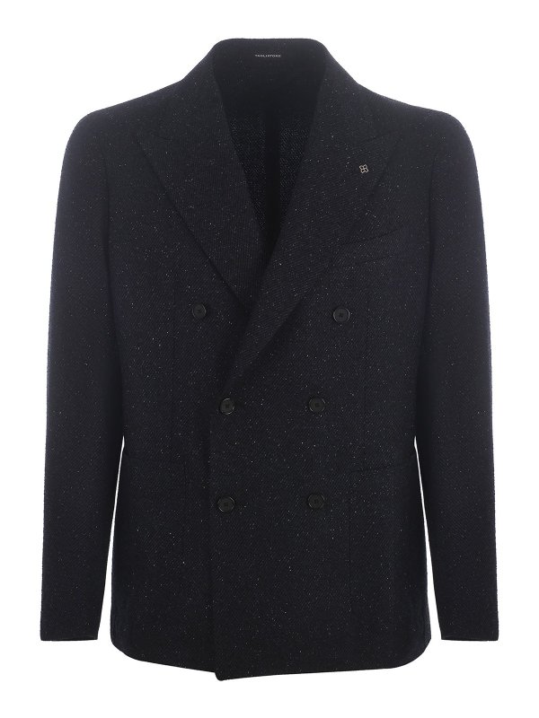 TAGLIATORE: blazers - Dotted effect double-breasted blazer