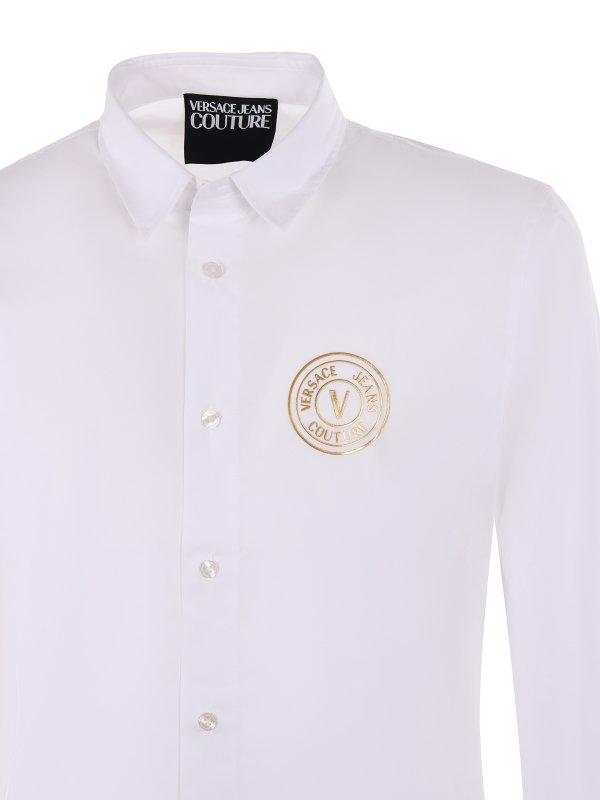 Laminated logo print shirt shop online: Versace Jeans Couture