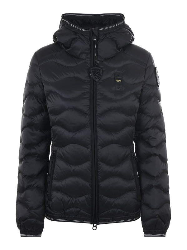 BLAUER: padded jackets - Quilted hooded puffer jacket
