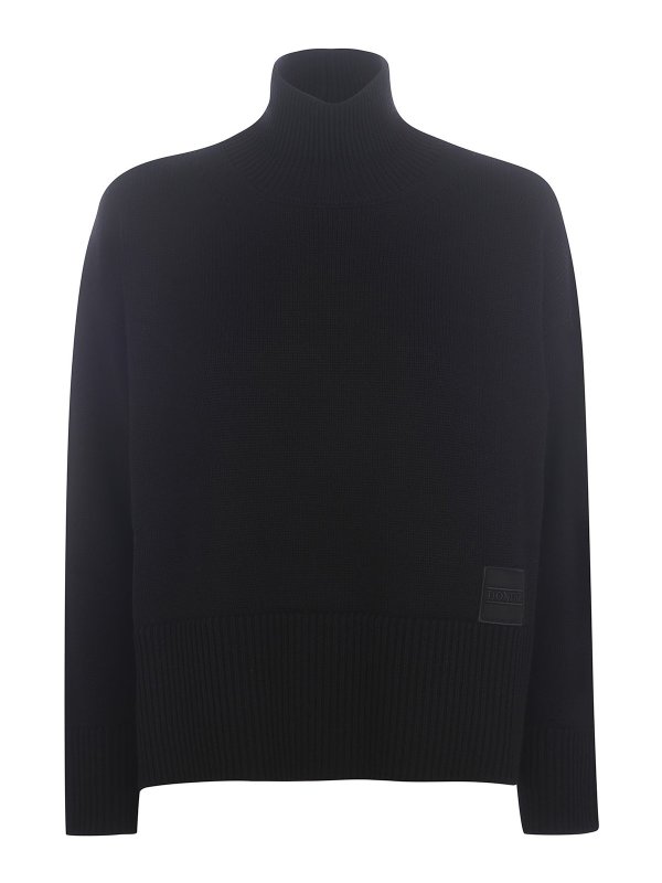 DONDUP: Turtlenecks & Polo necks - Logo patch wool turtleneck