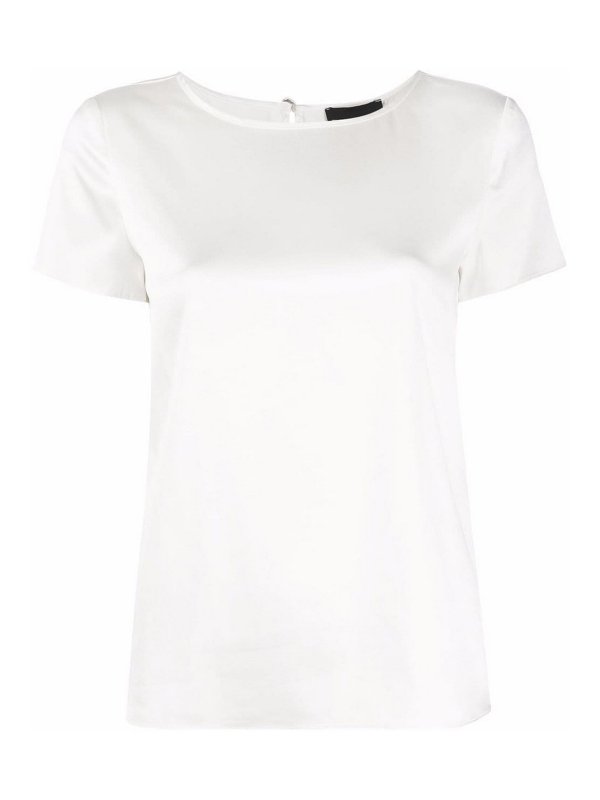 EMPORIO ARMANI: t-shirts - Stretch silk T-shirt