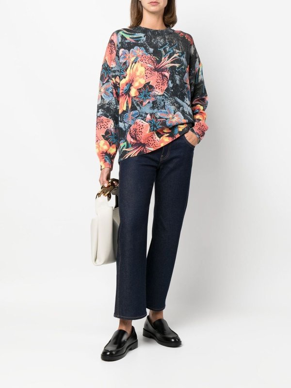 PAUL SMITH: crew necks online - Floral-print knit jumper
