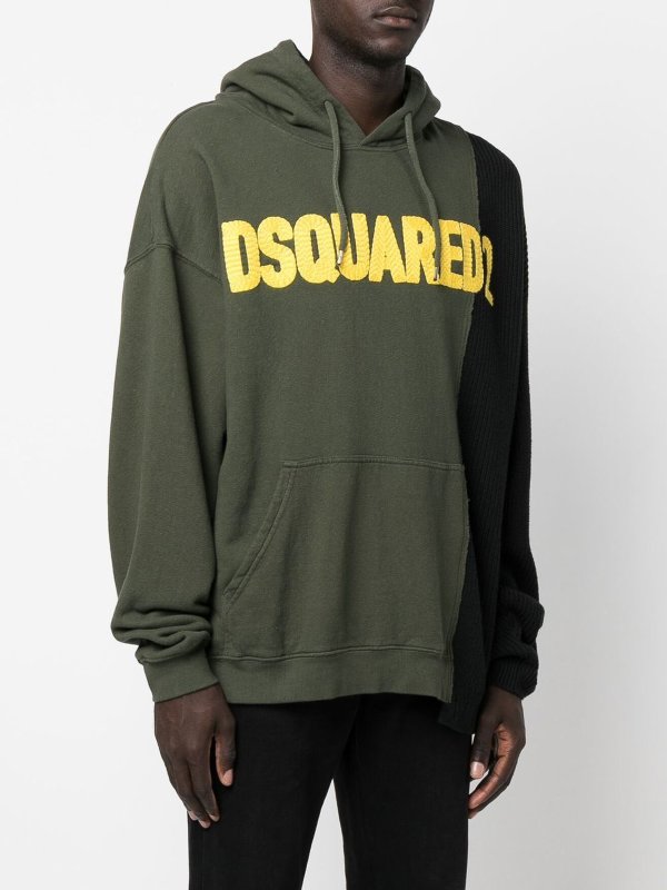 iKRIX DSQUARED2: Sweatshirts & Sweaters - Logo-patched patchwork drawstring hoodie
