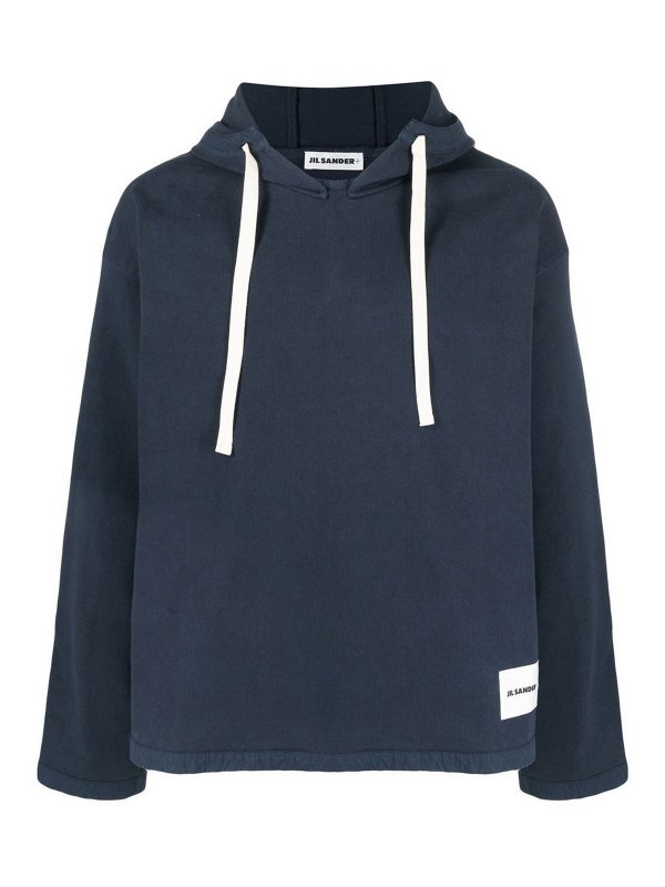 JIL SANDER: Sweatshirts & Sweaters - Logo patch boxy hoodie