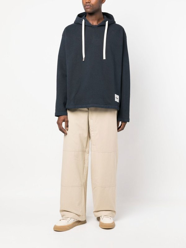 JIL SANDER: Sweatshirts & Sweaters online - Logo patch boxy hoodie
