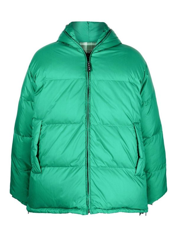 Marni: padded jackets - Reversible hooded puffer jacket
