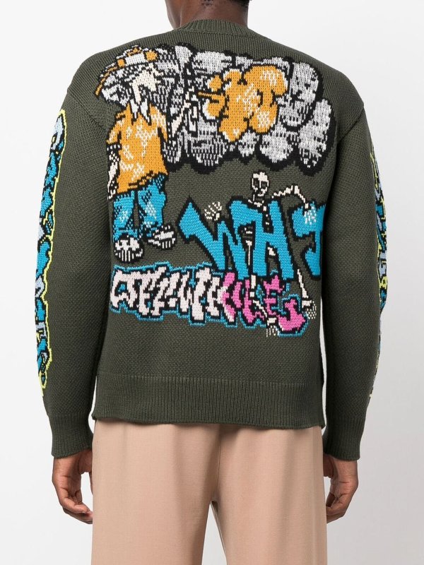 クルーネック - 緑 shop online: OFF-WHITE