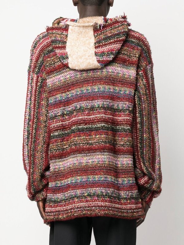 Striped recycled wool hooded sweater shop online: VITELLI