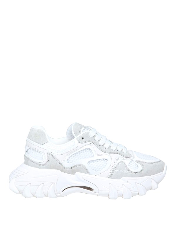 Balmain: trainers - B-east sneakers in white leather and mesh
