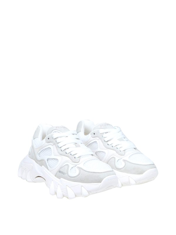Balmain: trainers online - B-east sneakers in white leather and mesh