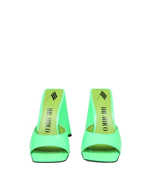 Neon green patent mules shop online: The Attico
