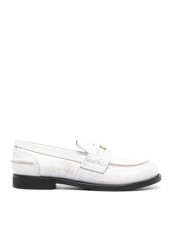 MIU MIU: Loafers & Slippers - Logo-plaque leather loafers