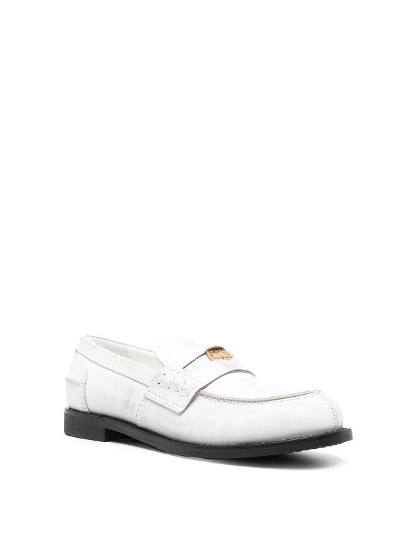 MIU MIU: Loafers & Slippers online - Logo-plaque leather loafers