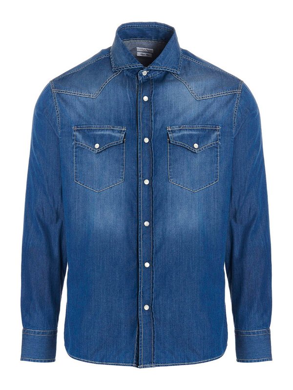 BRUNELLO CUCINELLI: シャツ - シャツ - ブルー