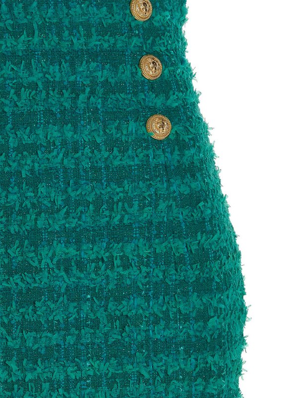 iKRIX Balmain: Knee length skirts & Midi - Logo button tweed skirt