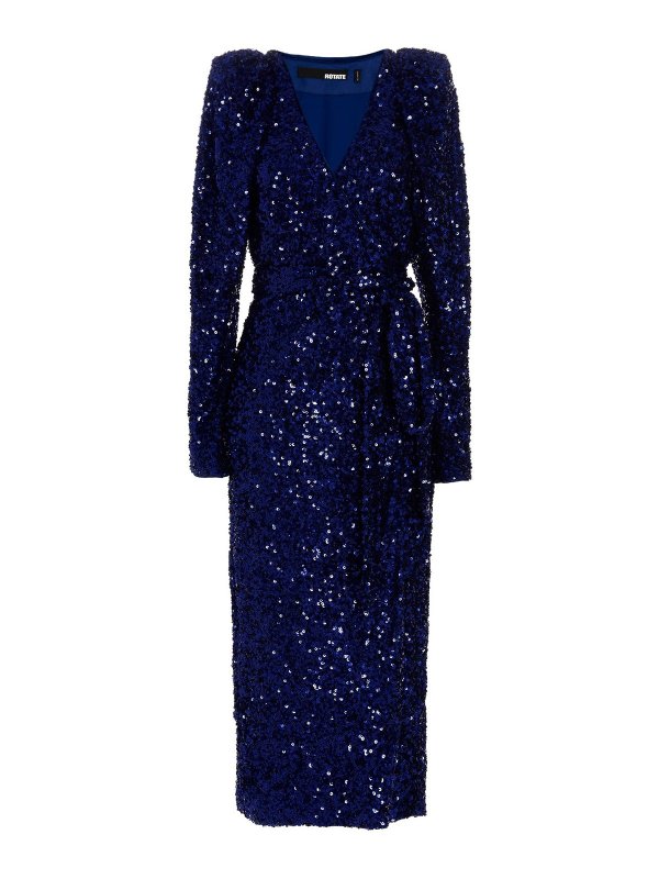 ROTATE Birger Christensen: evening dresses - Long dress withll-over sequin appliqu