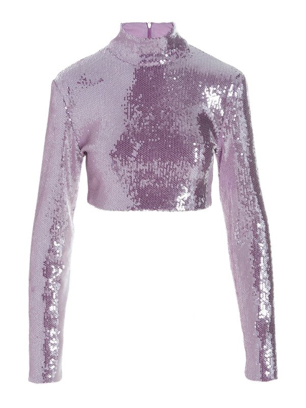 ROTATE Birger Christensen: Tops & Tank tops - Cropped top withll-over sequin appliqus
