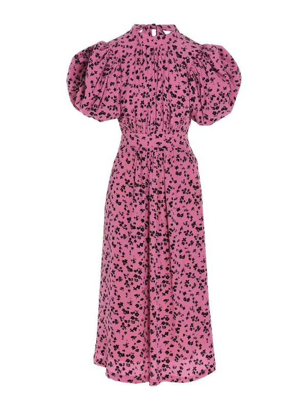 ROTATE Birger Christensen: maxi dresses - Floral long dress with wide puff sleeves