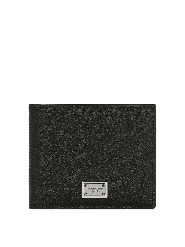 DOLCE & GABBANA: wallets & purses - Pebbled leather and logo wallet
