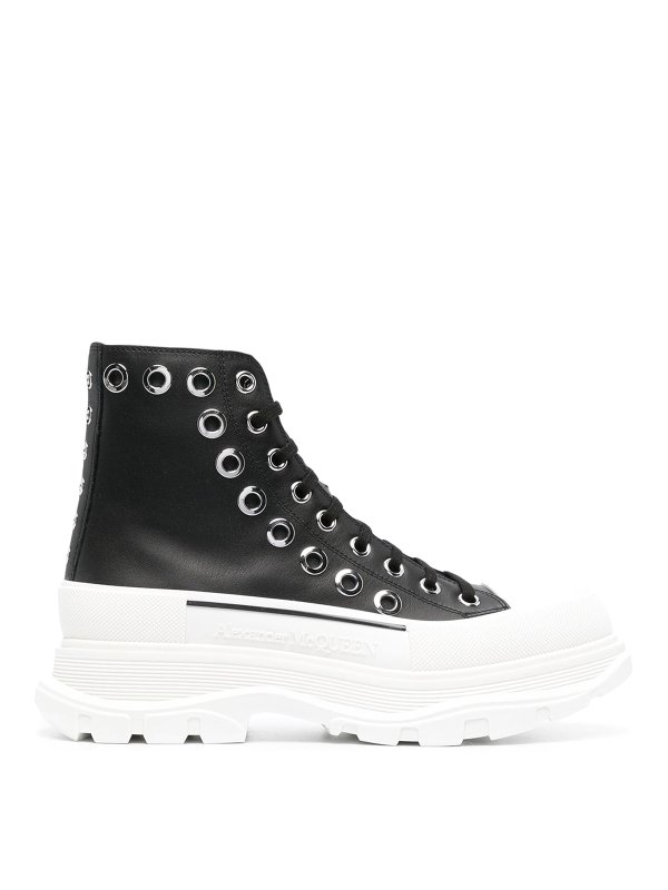 ALEXANDER MCQUEEN: ankle boots - Leather sneakers with eyelet