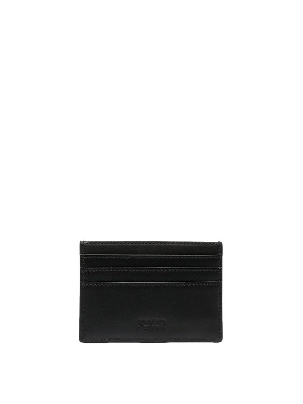 KENZO: wallets & purses online - Leather cardholder with logo-patch