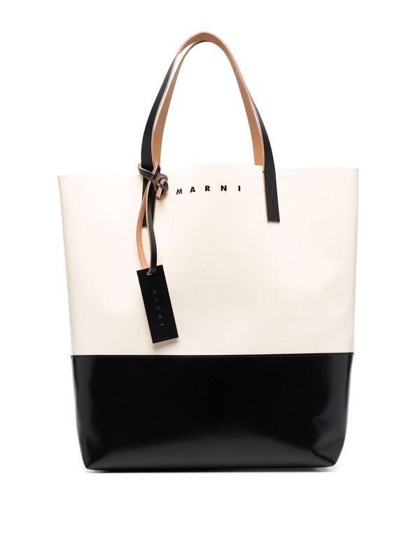 【MARNI】25SS Logo Two-Tone Tote Bag Marni Logo-Print Two-Tone Tote Bag - Red | Editorialist
