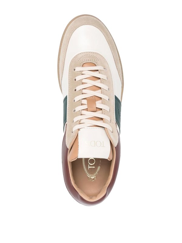 Leather colour-block designed sneakers shop online: TOD