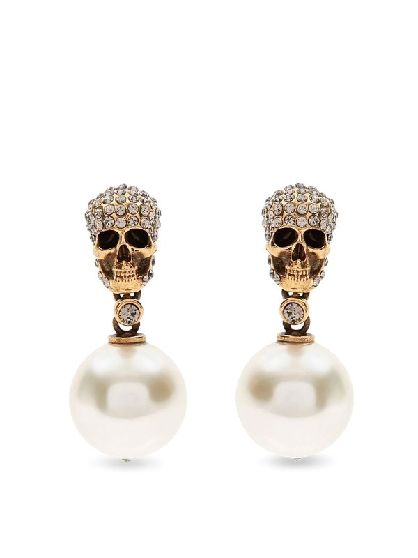 ALEXANDER MCQUEEN: Earrings - Earrings with skull charm and faux-pearls