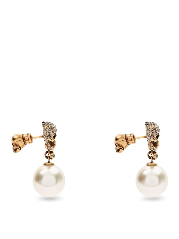 iKRIX ALEXANDER MCQUEEN: Earrings - Earrings with skull charm and faux-pearls