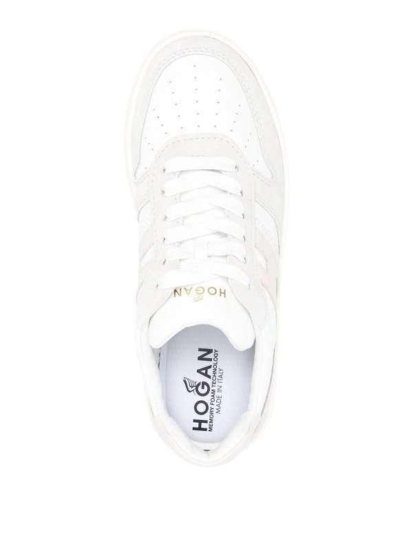 Ivory white sneakers, panelled design shop online: HOGAN