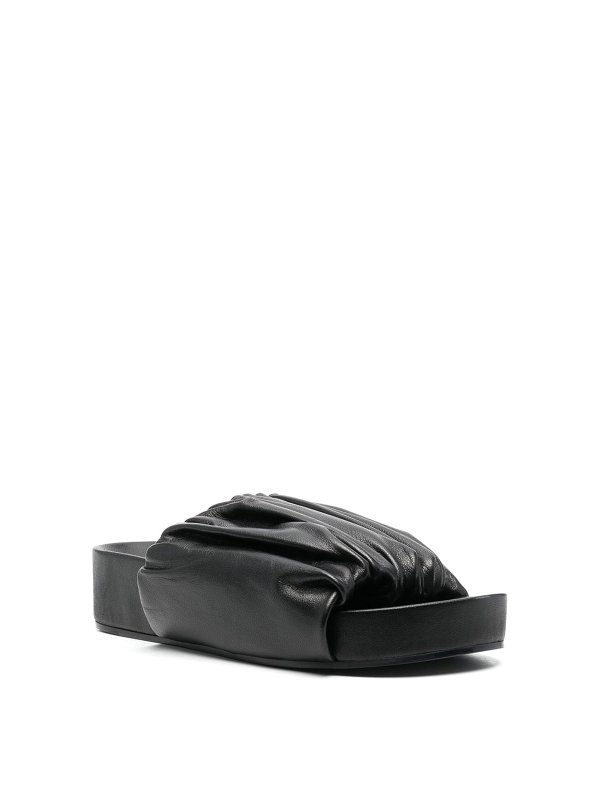 JIL SANDER: sandals online - Ruched detailed sandals in leather