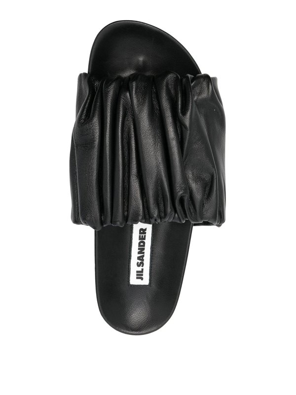 Ruched detailed sandals in leather shop online: JIL SANDER